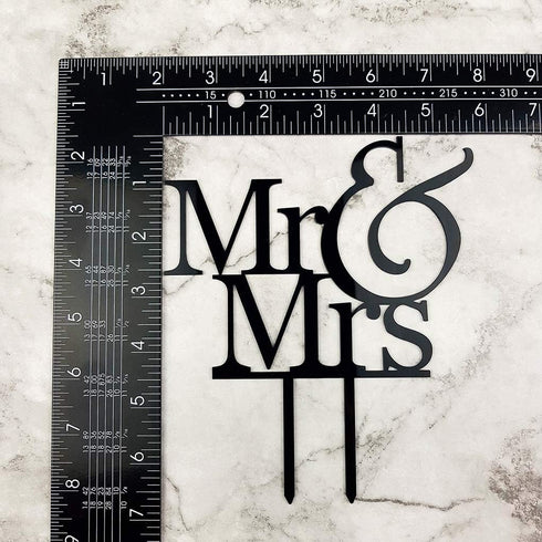 Mr and Mrs Cake Topper, Bride And Groom Sign Wedding Engagement Cake Toppers Decorations (Black Acrylic)...