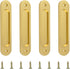 Oval Recessed Sliding Door Pulls, 4PCS Sliding Barn Door Finger Pull Matte Gold Aluminum Alloy Sliding Door Handles with Screws for Sliding Doors ...
