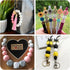 Cheriswelry Silicone Focal Beads Kits with 50pcs 15mm Round Silicone Beads for Pen & 5pcs Daisy Silicone Beads for Keychain Making & 4pcs Bees Sil...