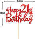Red Glitter Happy 21st Birthday Cake Topper - 21Sign Cake Topper - Cheers to 21 Years Party Supplies - 21st Birthday Party Decorations...