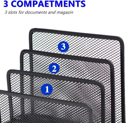 Desk File Holder, 3 Tier Document File Folder Metal Mesh Holder Magazine Organizer for Document/Filing/Folders/Paper for Office & School & Home....