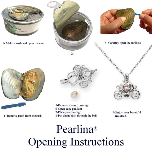 Pearlina Princess carriage Cultured Pearl Oyster Necklace Set Silver-tone Cage w/Stainless Steel Chain,18...
