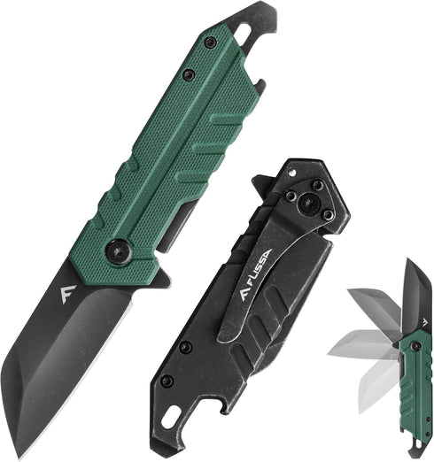 FLISSA Folding Knife, 4" Small Pocket Knife with Bottle Opener and Slotted Screwdriver, Dual Craftsman Handle, EDC Pocket Knife for Hunting, Survi...