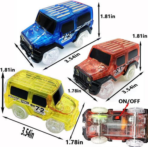 Tracks Cars Replacement with LED Light Glow Car Toys, Glow in The Dark, Race Car Track Compatible with Car Tracks Toys for Kids for Boy Girl Age 3...