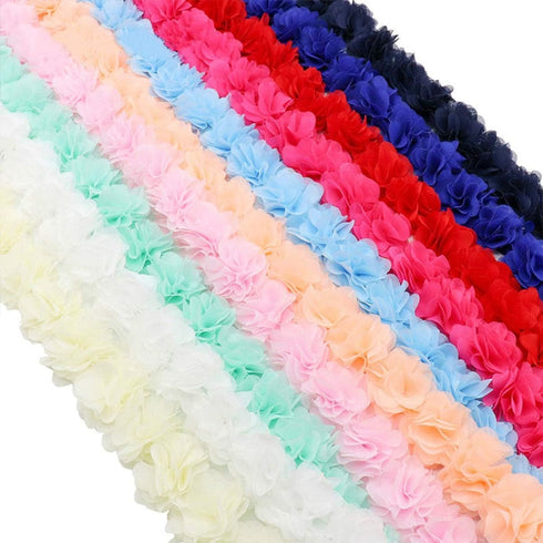 Yalulu 5 Yards Flower 3D Chiffon Lace Trim Ribbon Fabric Applique Trimming Craft Sewing Wedding Dress Decoration Accessories (Light Pink)...