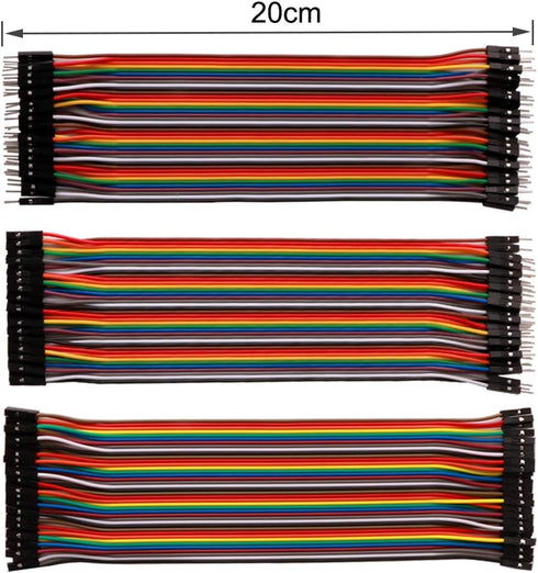 FULARR 120Pcs Premium 20cm Multicolored Dupont Wire Kit, 40pin Male to Male, 40pin Female to Female, 40pin Male to Female, Breadboard Jumper Wire ...