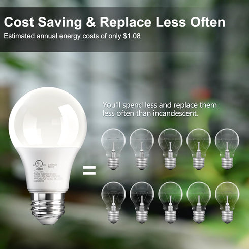 TJOY 6 Pack A19 LED Light Bulbs, 60 Watt Equivalent LED Bulb, Efficient 9W, Soft Warm White 2700K, E26 Standard Base, Non Dimmable Energy Saving L...