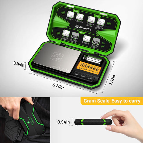 Digital Pocket Scale 200g/0.01g, Digital Scale Grams, Jewelry Scale, Coins Scale with 50g Cal Weights for Powder, Weed (Battery Included)-Fluoresc...