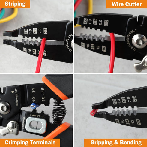6-in-1 Wire Stripper Tool, 10-18 AWG Insulated Wire Strippers Electrical Safety Wire Pliers, Multifunction Wire Plier Tool with Wire Splitter Cutt...