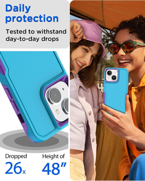 AICase for iPhone 15 Plus Case with Glass Screen Protector+Camera Lens,Heavy Duty Drop Protection Full Body Rugged Shockproof Military Protective ...