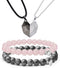 EIELO 4Pcs Couples Bracelet Necklace Set Matching His and Hers Promise Love Heart Pendant Necklace Bracelet for Couples Long Distance Relationship...