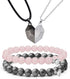 EIELO 4Pcs Couples Bracelet Necklace Set Matching His and Hers Promise Love Heart Pendant Necklace Bracelet for Couples Long Distance Relationship...