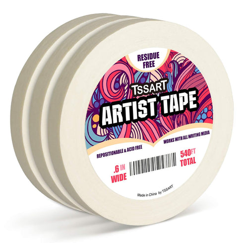 3 Pack White Artist Tape - Masking Artists Tape for Drafting Art Watercolor Painting Canvas Framing - Acid Free 0.6inch Wide 540FT Long Total...