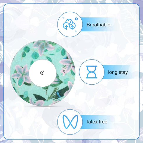 25pcs Sensor Covers for Libre 1/2, Waterproof Flower Pattern Blood Sugar Monitor Patch Adhesive Patches Sensor Sticker Accessories Compatible with...