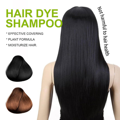 Black Hair Dye Shampoo - 3 in 1 Natural Plant Bubble Dye Hair Care Shampoo for All Hair Types - Grey Coverage Shampoo with Herbal Ingredients - 10...