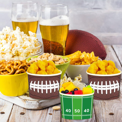 gisgfim Football Party 50Pcs Disposable 9 oz Paper Bowls, Durable Snack Cups for Sports Events, Game Day, Birthday Party Decorations...