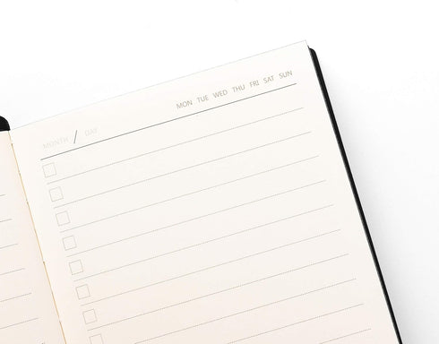 Daily to Do Checklist Notebook, Task Management, Organizer Planner, Hardcover, Ribbon Bookmark, 5.8 x 8.3”, A5 size, 110 Sheets (Black)...