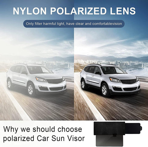Veharvim Polarized Sun Visor for Car, Upgraded UV400 Car Sun Visor Extension with PC Lens and Side Sunshade,Anti-Glare Visor for Safe Driving (No ...