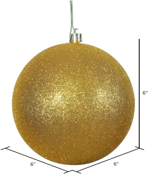 Vickerman 6" Antique Gold Glitter Ball Ornament, 4 per Bag...