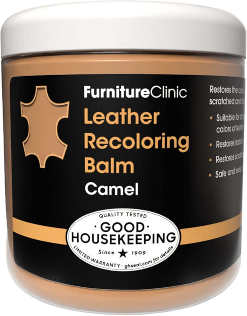 The Original Leather Recoloring Balm by Furniture Clinic - Camel Leather Dye for Furniture, Couches & Car Seats - Restore Scratched, Faded, & Dama...