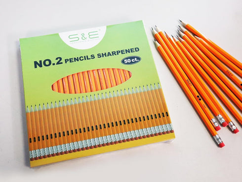 S & E TEACHER'S EDITION 50Pcs Wooden Pencils with Eraser Tops, Wood Pencil, Pre-sharpened Pencils with Eraser top, 2 HB Pencil for Writing Drawing...