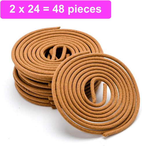 Sandalwood Coils Incense Natural 48 Pieces for Incense Holder Burner Home Decor Indoor Aroma 4 Hours...