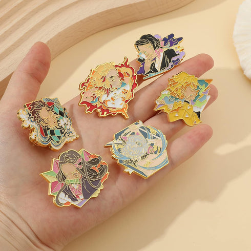 Anime Demon Enamel Pins Set, 5Pcs Anime Character Brooches and Lapel Badges Set, Tanjirou Agatsuma Zenitsu Metal Pins for Backpack Bag Hat Jacket,...