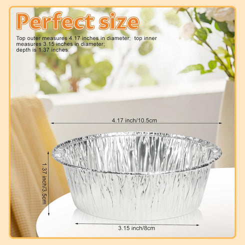 50 Pack 4" Round Tart Pie Foil Pans Disposable Pans Aluminum Foil Tart & Pie Tins Pans for Baking,Cooking,Storage or Reheating...