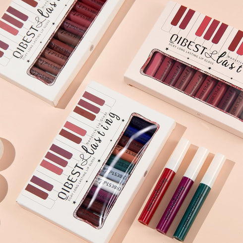 12Pcs Makeup Matte Lipstick Lip Kit, Non-Stick Cup Not Fade Velvety Liquid Lipstick Waterproof Long Lasting Durable Nude Lip Gloss Beauty Cosmetic...