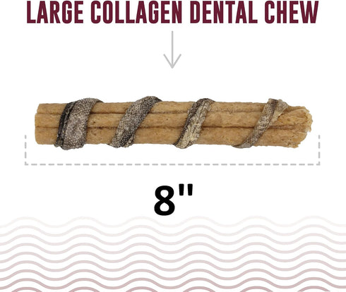 Icelandic+ Beef Collagen Dental Chew Stick Wrapped with Fish 8" Dog Treat...