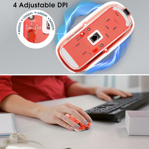 Bluetooth Wireless Mouse,4 Modes Mouse(BT5.2 & BT3.0 + USB-A & USB Type-C Mouse for Mac/MacBook Pro/MacBook pro/MacBook Air/PC/Mac/Laptop/Apple/ip...