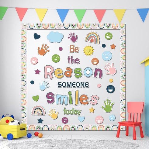 Boho Welcome Back to School Classroom Bulletin Board Set for Elementary Decoration - Be The Reason Someone Smile Today Classroom Decors for Kinder...