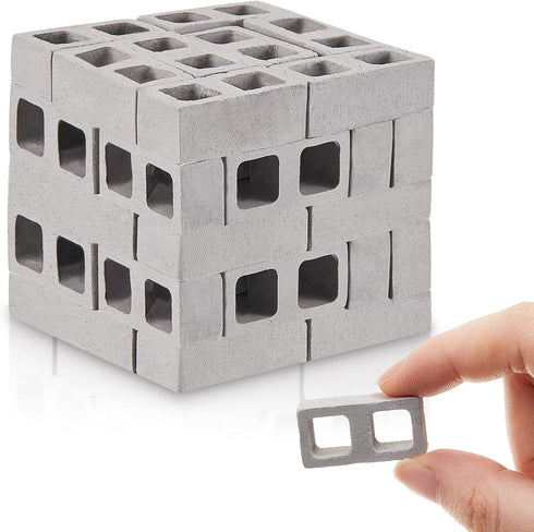 Deekin 24 Pcs Mini Cinder Blocks 1/12 Scale Mini Bricks Miniature Cinder Blocks Concrete Mini Cement Building Blocks for Mini Dollhouse Accessorie...