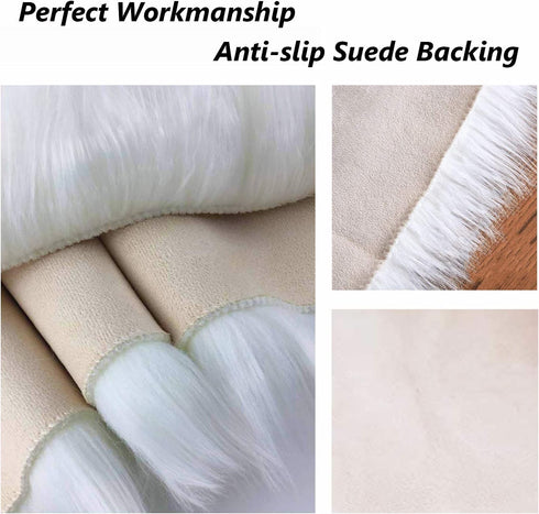 12’’ Small Faux Fur Sheepskin Cushion Soft Plush Area Rug, White Photo Background for Small Product Desktop Photography, Jewelry, Watches, Cosmeti...