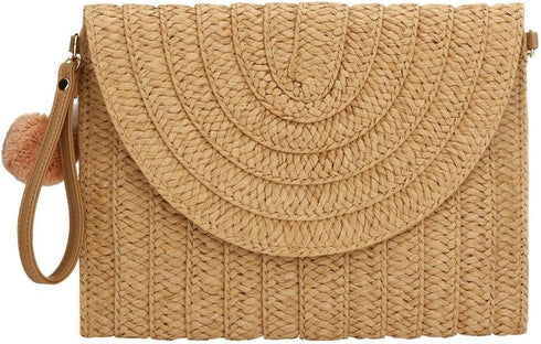YYW Womens Straw Clutch Summer Evening Handbag Beach Purse Woven Straw Bag Envelope Clutch...