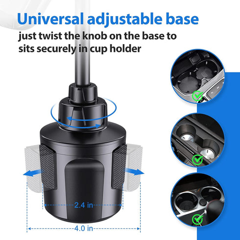 volport Cup Holder Phone Mount for Car, Adjustable Long Neck Gooseneck 360 Degree Rotation Universal Cell Phone Long Arm Cupholder Mount for iPhon...