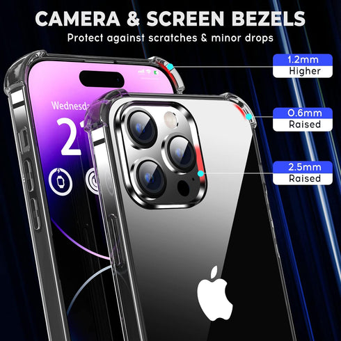 ORIbox iPhone 12 Pro Max Case, Black, Crystal Design, Heavy Duty Protection, Camera Protector, Clear, for Women Men Girls Boys Kids...