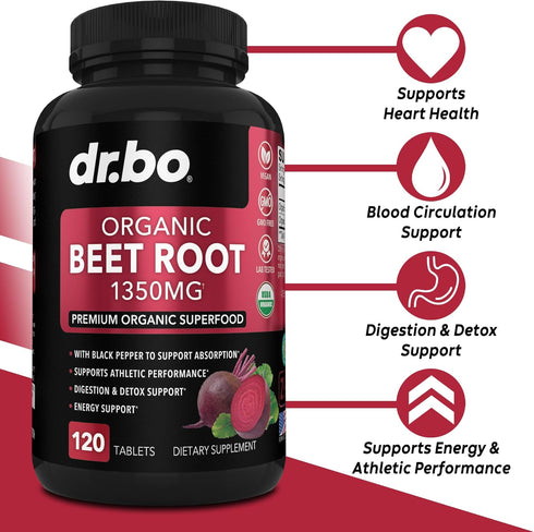 Organic Beet Root Capsules Supplements - 1350mg Beetroot Powder Extract Pills, Organic Beet Root Powder Supplement, Super Nitric Oxide Beets, High...