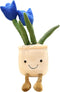 WUZHOU Tulip Plush Toy, 13.7" Flower Pot Stuffed Plushie Pillow Decoration, Soft Fluffy Toy Succulent Plants Friend Throw Pillow, Multicolor (Blue...