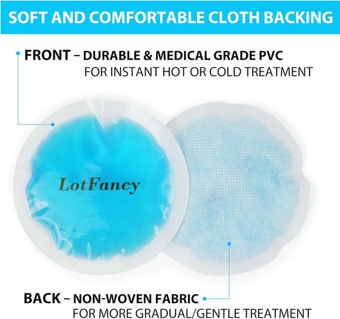 LotFancy Ice Pack for Injuries Reusable, 8 Small Gel Heating Cooling Pads with Cloth Backing, Hot Cold Therapy for Eyes After Surgery, Face, Breas...