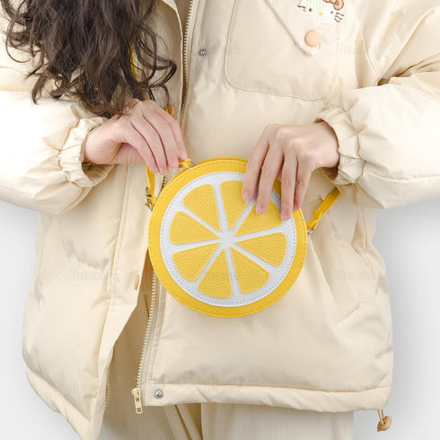 AUEAR, Lemon Lime Fruit Shaped Round Cute Fashion Personality Cross Body Bag Purse for Women Female, Yellow...