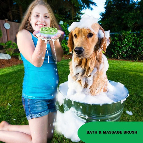 Rubber Dog Bath & Massage Brush, Cat Shampoo Brush Scrubber Shower Wash Scrub Curry Comb with Soft Silicone Bristles for Short & Long Hair Pets...