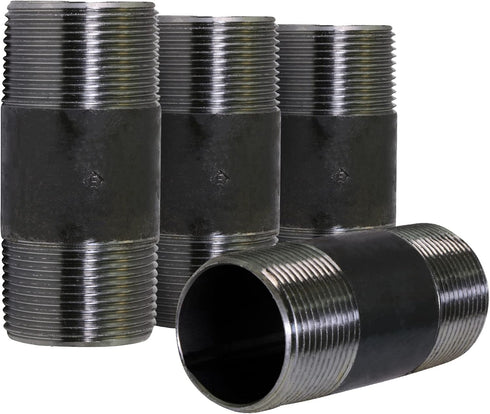 Everflow Supplies NPBL3430-4 Steel Nipple Pipe, Pack of 4, Black...