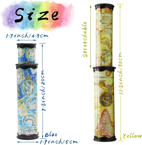 2 Pack Classic Kaleidoscope Toy,Magic Rotating Kaleidoscope,Stretchable Long World Kaleidoscope,Educational Toy Kaleidoscope for Children Gifts...