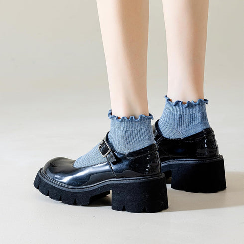 Mcool Mary Womens Ankle Ruffle Socks Casual Cotton Frilly Breathable Cute Knit Lettuce Trim No Show Socks 6 Pack...