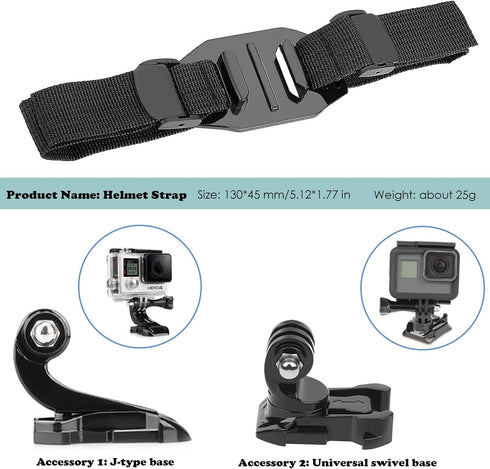 Vented Helmet Strap Mount, Adjustable Bike Helmet Strap Head Belt Holder Compatible with Insta360 One X2 X R, Gopro Hero Series, DJI OSMO Action C...