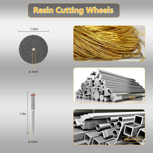 Cutting Wheel Set 44pcs for Rotary Tool, Diamond Cutting Wheels 10pcs and Resin Cutting Off Wheels 20pcs with Mandrels, HSS Circular Saw Blades 6p...