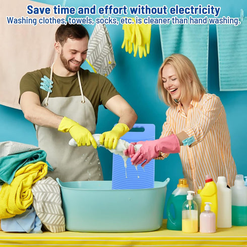 MZD Plastic Rectangle Washboard Washing Clothes Board 50cm Long (Blue)...