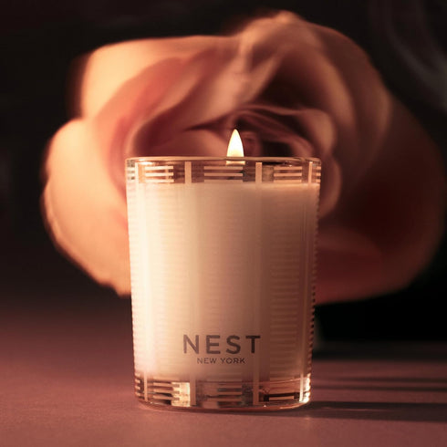 NEST New York Scented Votive Candle, Rose Noir & Oud - 2 oz - Up to 28-Hour Burn Time - Reusable Glass Vessel...