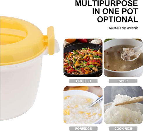Microwave Food Container Microwave Rice Cooker Food Container: 1L Pasta Cooker Maker Oven Rice Cooker Steamer Microwave Cookware for Rice Chicken ...